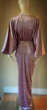 Crushed Velvet Gown-Art Deco-Old Hollywood-Angel wing sleeves-sash belt