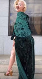Crushed Velvet Gown-Art Deco-1930’s style-Old Hollywood-Angel wing sleeves- sash belt