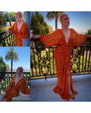 Orange Sequin Velvet Gown,handmade in USA,Old Hollywood glamor,full length red carpet evening gown-as seen on Garcelle-RHOBH