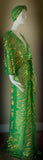 Stunning,sheer emerald green mesh-Sequin  Gown-Art Deco-Angel wing sleeve-dramatic sequin evening gown-red carpet gown