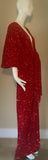 Bright red,Sequin Velvet Gown-Art Deco-Old Hollywood-Angel wing sleeve- sash belt-evening gown-dramatic gown-red carpet