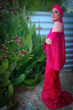 Hot Pink sequin Velvet Gown-Art Deco gown-Old Hollywood evening gown-red carpet gown