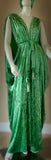 Gorgeous Grecian Goddess velvet Gown-spring green-rhinestone appliqué and matching turban.