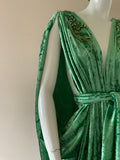 Gorgeous Grecian Goddess velvet Gown-spring green-rhinestone appliqué and matching turban.