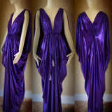 metallic royal purple Grecian Goddess Gown