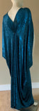 Gorgeous Grecian Goddess Velvet Gown rhinestone appliqué and matching turban.