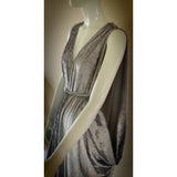 Silver Velvet Grecian Gown with Rhinestone Appliqués & Turban