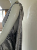 Silver Velvet Grecian Gown with Rhinestone Appliqués & Turban