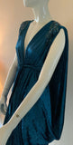 Gorgeous Grecian Goddess Velvet Gown rhinestone appliqué and matching turban.