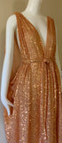 Gorgeous Grecian Goddess Gown-gold micro sequin mesh