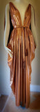 Grecian Goddess Gown-copper molten metallic-special occasion gown-evening gown-bridal-drag-burlesque gown