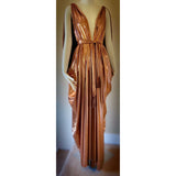 Grecian Goddess Gown-copper molten metallic-special occasion gown-evening gown-bridal-drag-burlesque gown