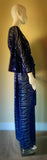 Midnite blue sequin mesh gown-Art Deco Angel wing sleeve-sequin evening gown