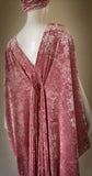 Grecian Goddess VELVET Gown,pink,rhinestone appliqué,matching turban,gift,handmade,evening gown,wedding gown