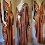 Grecian Goddess Gown-copper molten metallic-special occasion gown-evening gown-bridal-drag-burlesque gown