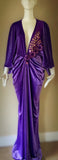 Dusty purple Velvet Gown-Art Deco-Old Hollywood-Angel wing sleeves-Gatsby-1930s gown