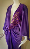 Dusty purple Velvet Gown-Art Deco-Old Hollywood-Angel wing sleeves-Gatsby-1930s gown