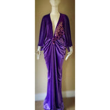 Dusty purple Velvet Gown-Art Deco-Old Hollywood-Angel wing sleeves-Gatsby-1930s gown