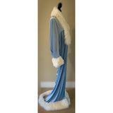 Handmade Baby Blue Velvet Robe: Old Hollywood Glamour Faux Fur Trim