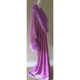 Lilac Velvet cocoon robe-Old Hollywood-1920s-Gatsby party-Downton-faux fur trim-bridal robe-gift for her