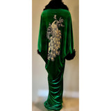 Handmade Emerald Green Velvet robe,faux fur collar, old Hollywood robe,glamour robe,1920s,Luxury,Gift for her,Boudoir,Wedding,Burlesque.