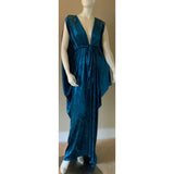 Gorgeous Grecian Goddess Velvet Gown rhinestone appliqué and matching turban.