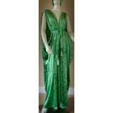 Gorgeous Grecian Goddess velvet Gown-spring green-rhinestone appliqué and matching turban.