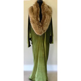 Olive Green Velvet,1920's-Old Hollywood,Downton style robe,velvet cocoon robe coat,custom handmade robe,faux fur collar,gift,Gatsby Party