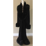 Black Burnout Velvet Art Deco Robe-velvet robe faux fur collar-old Hollywood robe -1920s style-Boudoir robe -Burlesque robe-Gift-Bridal robe