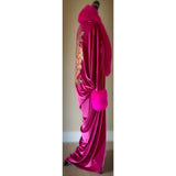Old Hollywood glamour-Fuschia velvet cocoon robe-Wedding-burlesque-gift for her.
