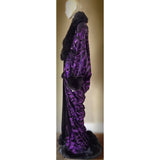 Old Hollywood Velvet robe-Gatsby 1920s glamour robe- handmade black velvet-purple sequin-Drag-Burlesque-gift-festival wear