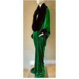 Handmade Emerald Green Velvet robe,faux fur collar, old Hollywood robe,glamour robe,1920s,Luxury,Gift for her,Boudoir,Wedding,Burlesque.