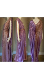 Grecian Goddess Gown-rose and lavender ombre sequin mesh-red carpet gown-bridal-drag-burlesque gown