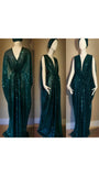 Gorgeous Grecian Goddess Gown-dark hunter green sheer sequin mesh-red carpet gown