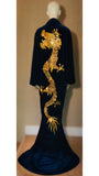 Velvet Dragon Robe-substance dragon robe-custom handmade dark blue velvet robe,Gift,Mothers day