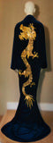 Velvet Dragon Robe-substance dragon robe-custom handmade dark blue velvet robe,Gift,Mothers day