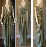 Grecian Goddess Gown-pale green sheer sequin mesh-red carpet gown,drag,burlesque