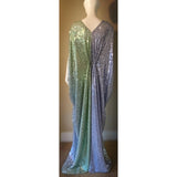 Sequin Grecian Goddess Gown: Periwinkle Blue & Spring Green Ombre