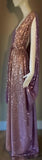 Grecian Goddess Gown-rose and lavender ombre sequin mesh-red carpet gown-bridal-drag-burlesque gown