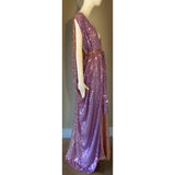 Grecian Goddess Gown-rose and lavender ombre sequin mesh-red carpet gown-bridal-drag-burlesque gown