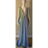 Sequin Grecian Goddess Gown: Periwinkle Blue & Spring Green Ombre