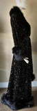 Handmade Glamour robe-Old Hollywood-black velvet sequin robe-faux fur trim
