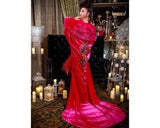 Glamorous 1920’s-Old Hollywood style- Fuschia velvet robe . Handmade Full length robe with faux fur trim-Wedding-burlesque-gift for her.