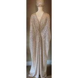 Champagne Sequin Grecian Goddess Gown- handmade champagne sequin mesh gown-red carpet gown-bridal-drag-burlesque gown