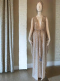 Champagne Sequin Grecian Goddess Gown- handmade champagne sequin mesh gown-red carpet gown-bridal-drag-burlesque gown