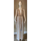 Champagne Sequin Grecian Goddess Gown- handmade champagne sequin mesh gown-red carpet gown-bridal-drag-burlesque gown