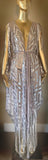 Silver Chevron Sequin Grecian Goddess Fringe Gown-handmade sequin mesh gown-red carpet gown-bridal-drag-burlesque-custom gown