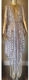 Silver Chevron Sequin Grecian Goddess Fringe Gown-handmade sequin mesh gown-red carpet gown-bridal-drag-burlesque-custom gown