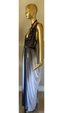 Grecian Goddess Gown with cage harness in sheer black and white mesh,burlesque,drag,vampire gown,red carpet ,festival wear,fetish,Halloween