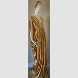 Gold Velvet Grecian Goddess Gown with Turban-Handmade-special occasion crushed velvet gown